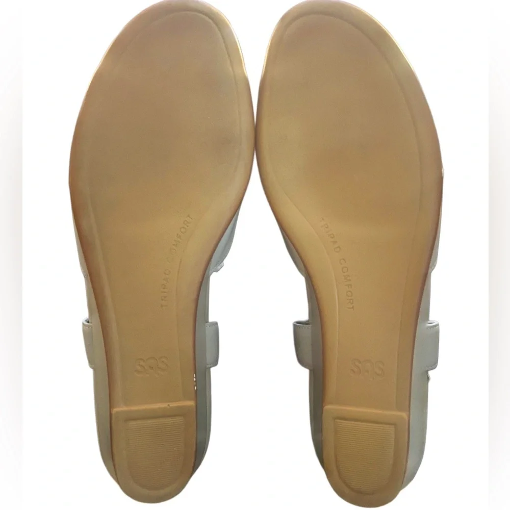 SAS Caress Tri Pad Comfort Slingback Bone Leather Sandals Sz 9.5